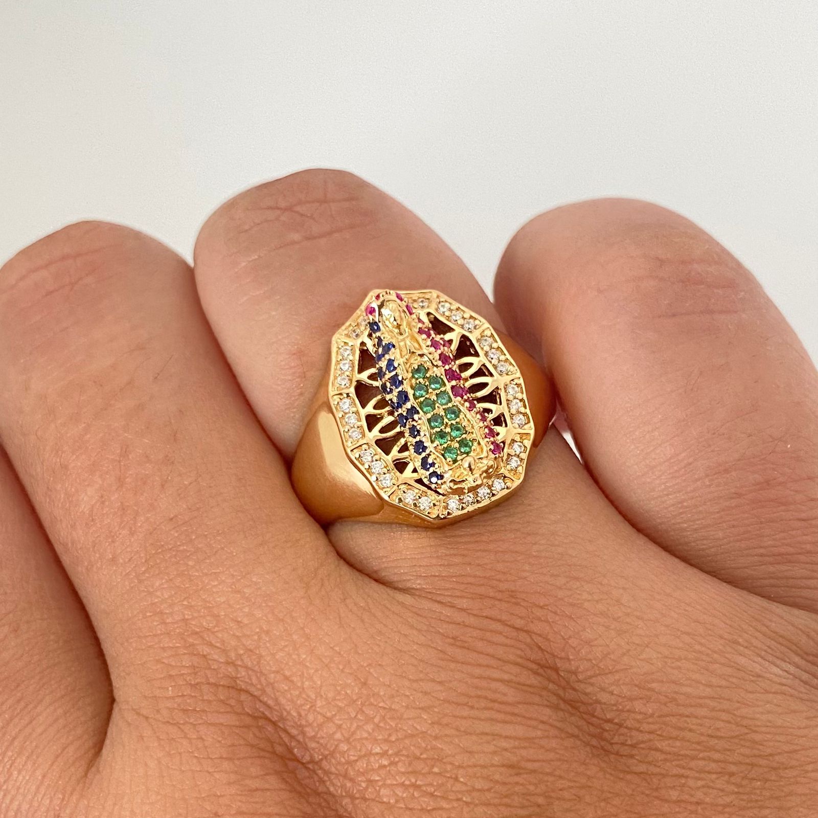 Anillo guadalupe casting colores Oro amarillo 18k / Talla 10 1/2 / 7,70 Gr
